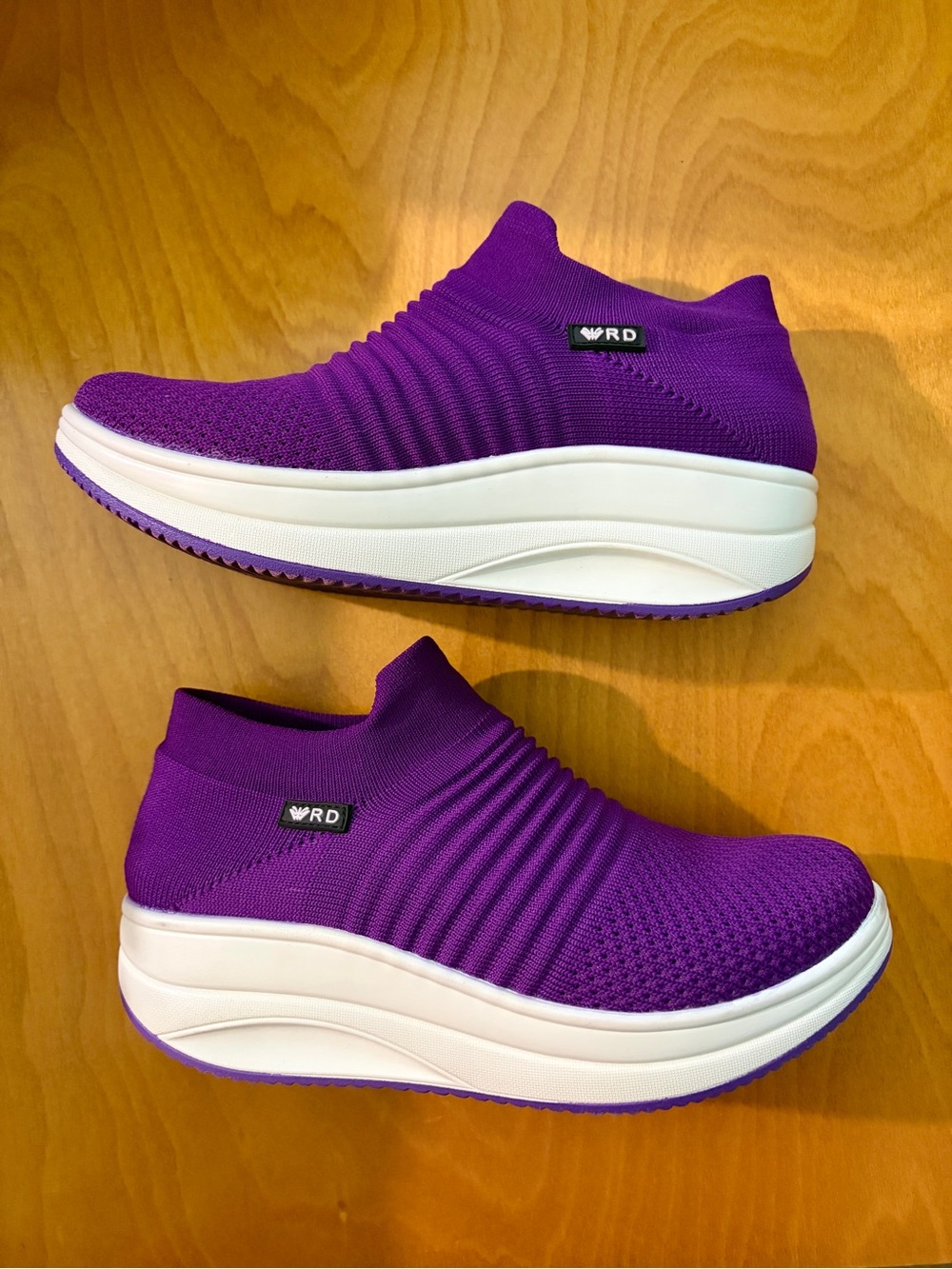 Women's Slip-On Platform Knit Sneakers — Purple